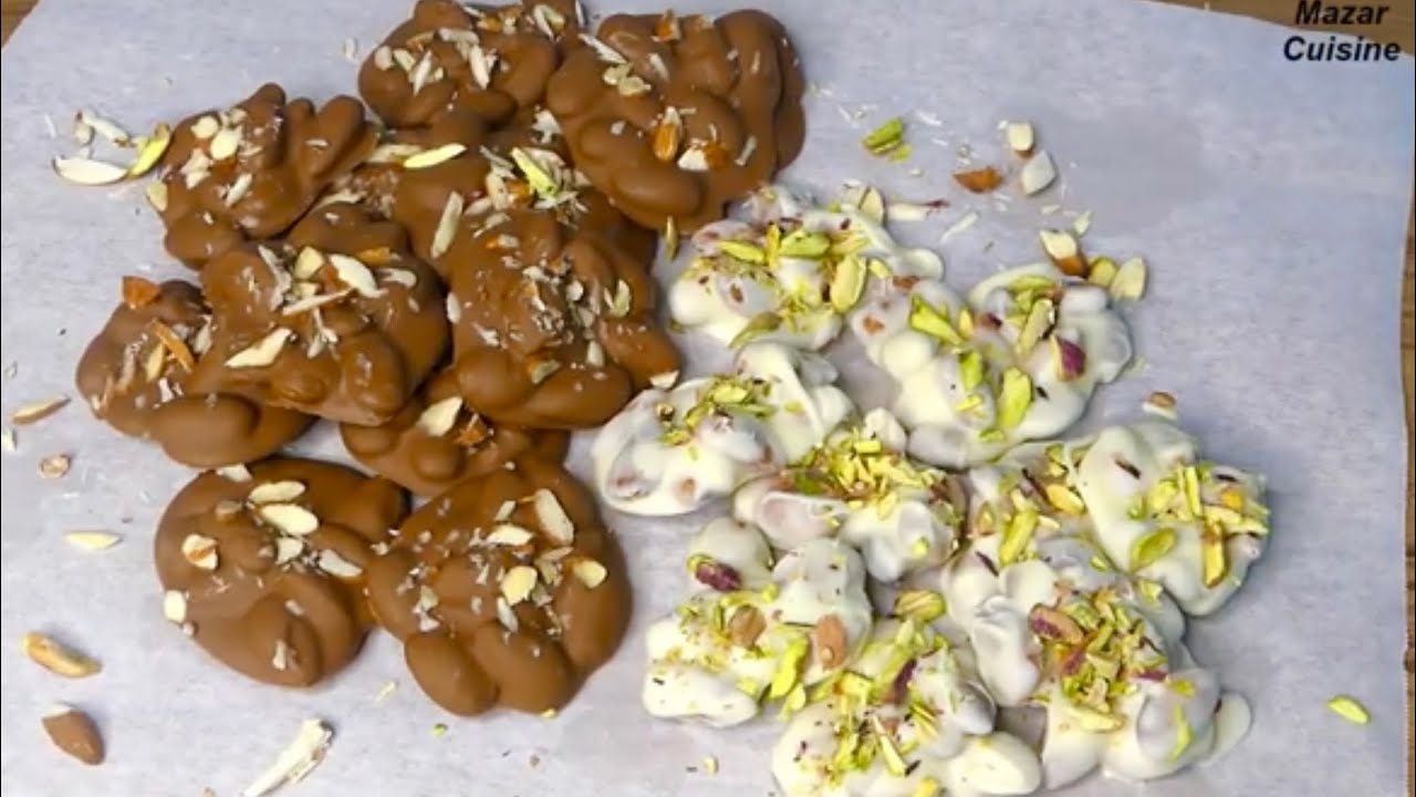 Almond Chocolate Recipe چاکلیت بادامی Almond Covered Chocolate Rock YouTube