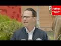 Gov. Josh Shapiro Holds Press Briefing After Touring Elmwood Park Zoo In Norristown, Pennsylvania