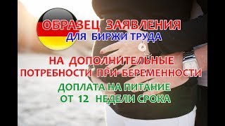 ОБРАЗЕЦ заявления на дополнительные потребности при беременности