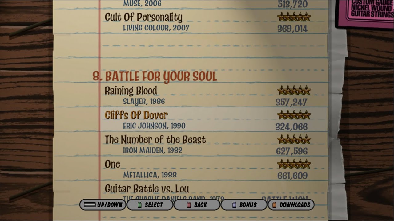 Full Guitar Hero II setlist with 24 bonus tracks