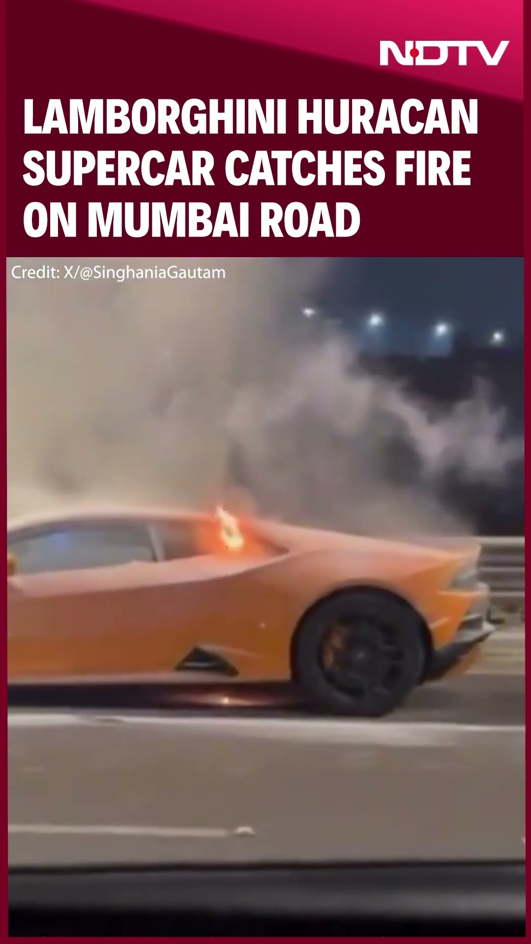 Lamborghini Huracan Supercar Catches Fire On Mumbai Road