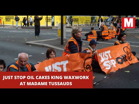 Fossil fuel protesters cover King Charles III waxwork with chocolate ...