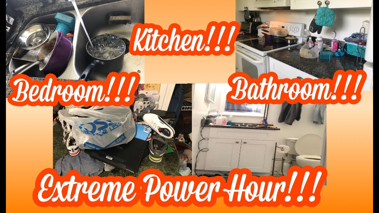 Extreme Power Hour 2020!!! Bedroom, Bathroom , &Kitchen Speed Cleaning!!! 🛏🚽🧽