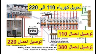 التحويل بين كهرباء 110 ، 220 فولت وتوصيل احمال كهربية 380 فولت