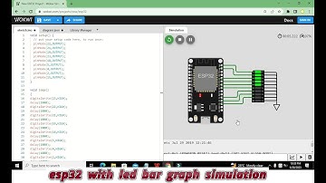 simulation of esp32 with led bar graph in wokwi | online simulation of esp32 with leds bar graph