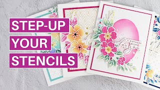 STEPPED-UP Stencils: Curved Floral Bundle with Gina K Designs