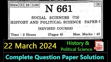 2024 History and Political Science Complete Question Paper Solution PDF Maharashtra Board | SSC 10th
