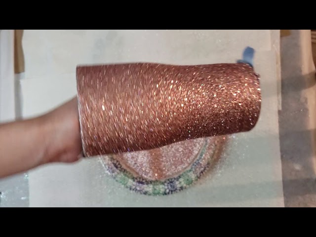 CapCut First layer of Grande Finale on a chinky glitter tumbler! @the