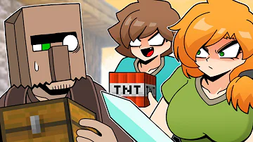 스티브&알렉스 VS 주민 - Steve & Alex vs Villager | Minecraft anime