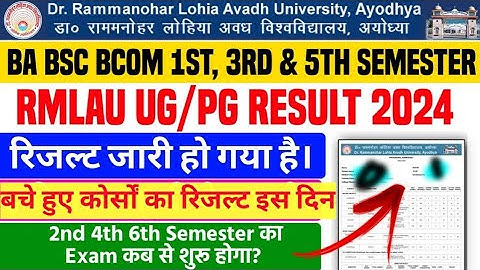 Rmlau UG/PG Even Semester Result 2024 | Ba, Bsc, Bcom, Ma, Msc, Mcom Result 2024 | Rmlau Exam Result