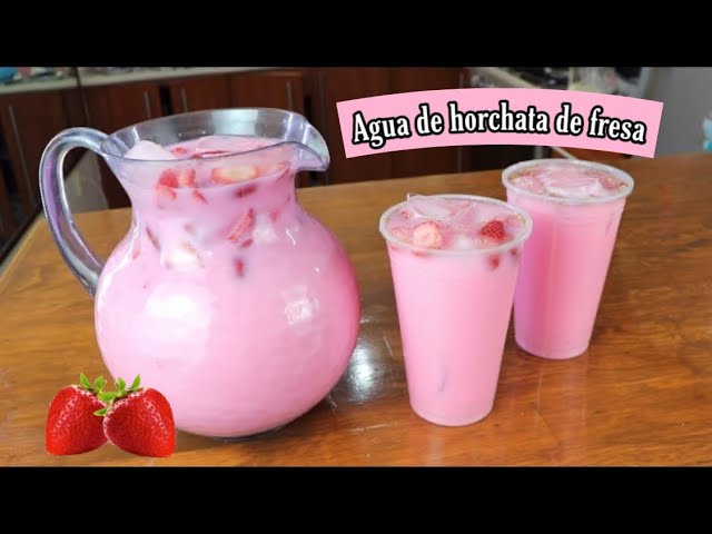 Agua de horchata de fresa cremosita strawberry AGUA DE SABOR - YouTube