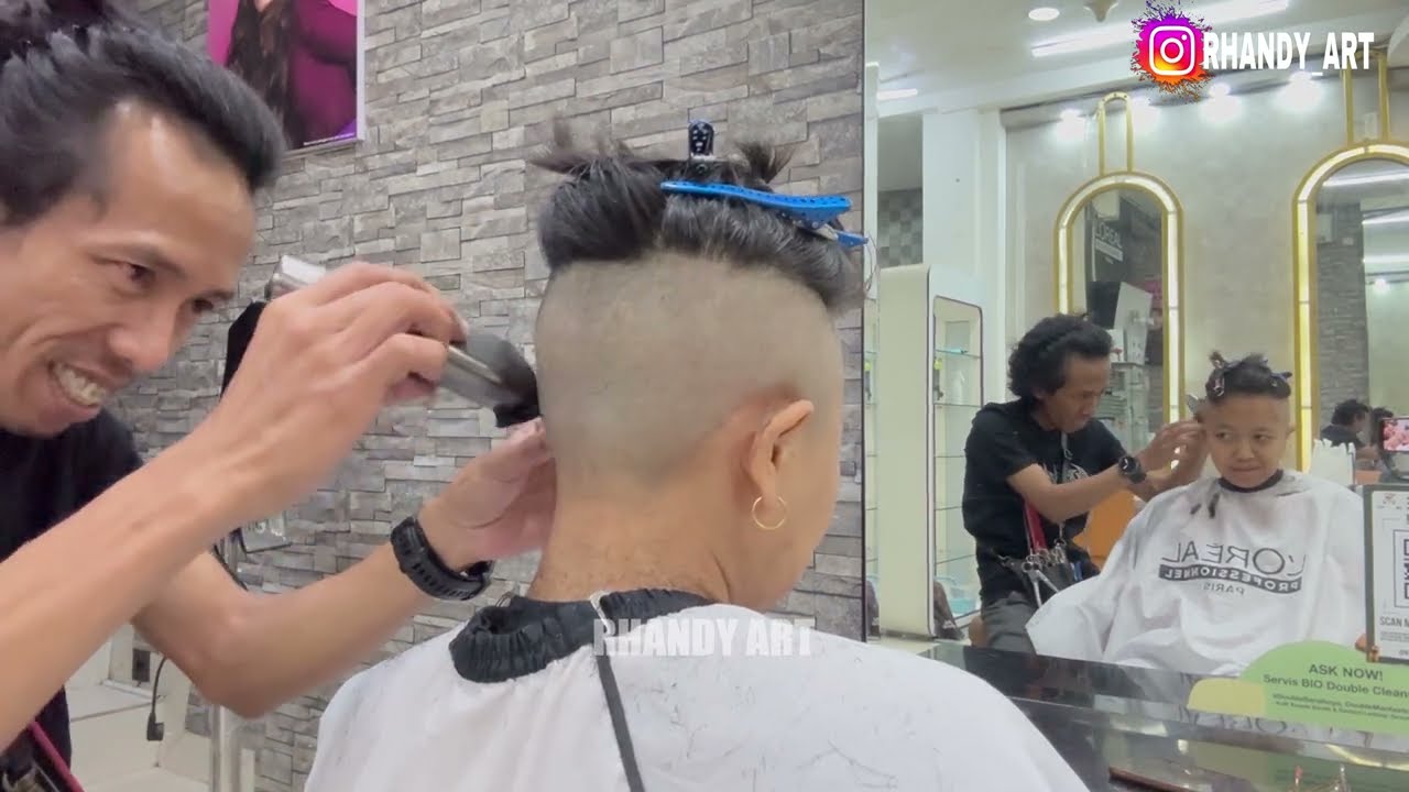 EXTREME HAIRCUT | VERRY SHORT BOB | Undercut Headshave | ASMR | potong rambut setengah botak