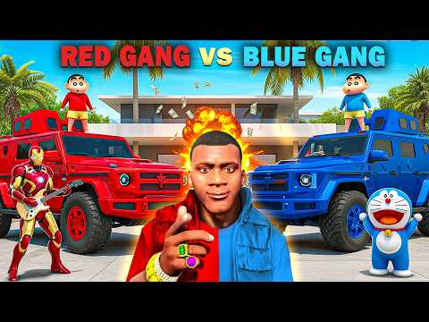 GTA V : Franklin & Red Gang Shinchan VS Bluechan – Military Car Heist Challenge!