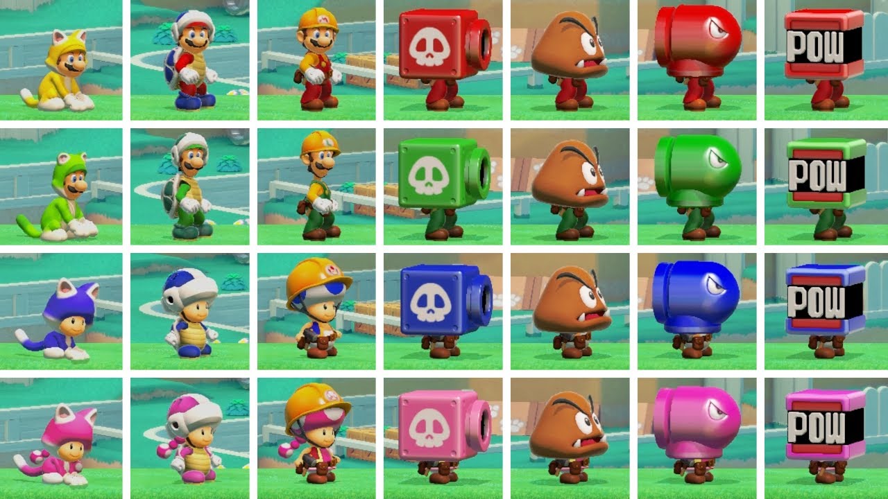 Super Mario Maker 2 All Super Mario 3d World Power Ups Youtube