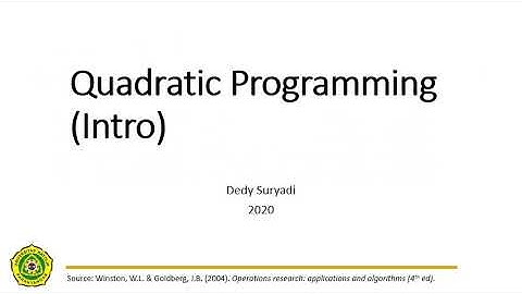 Quadratic Programming (Intro)