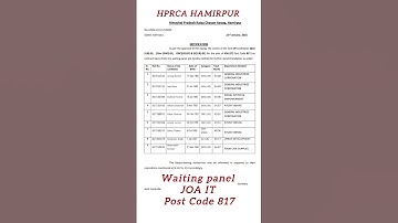 JOA IT Post Code 817 waiting panel 2025 #joait817 #shortvideo #shorts