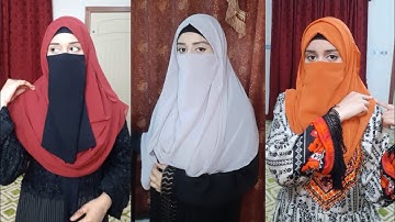 3 Instant/Ready & Full Coverage Hijab Tutorial| easy jorjet hijab styles | Chiffon Hijab With Niqab