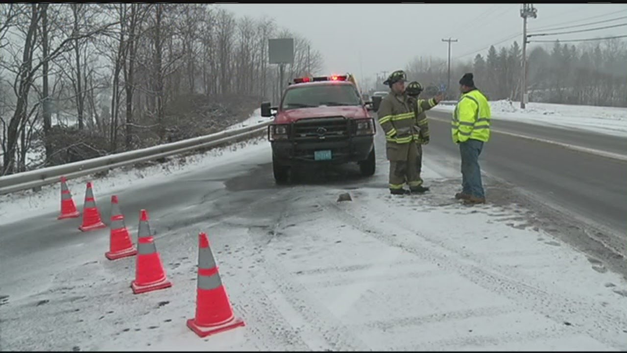 Icy roads cause multiple accidents in Bernardston - YouTube