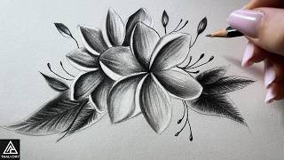 How to Draw Beautiful Plumeria ๐ธ | Easy Pencil Tutorial for Beginners | Step by Step