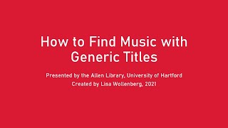 How to Find Music with Generic Titles