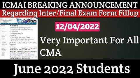 ICMAI BREAKING ANNOUNCEMENT Regarding Inter/Final Exam Form Fillup Full Process For June 22 Students