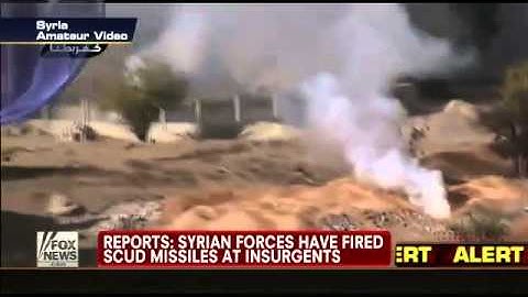 Syria   Syrian Military fire Scud Ballistic Missiles at al qaeda Rebel Forces Dec 12, 2012)