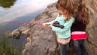 Old Mission Dam Kayla and Khloe first fish!!!