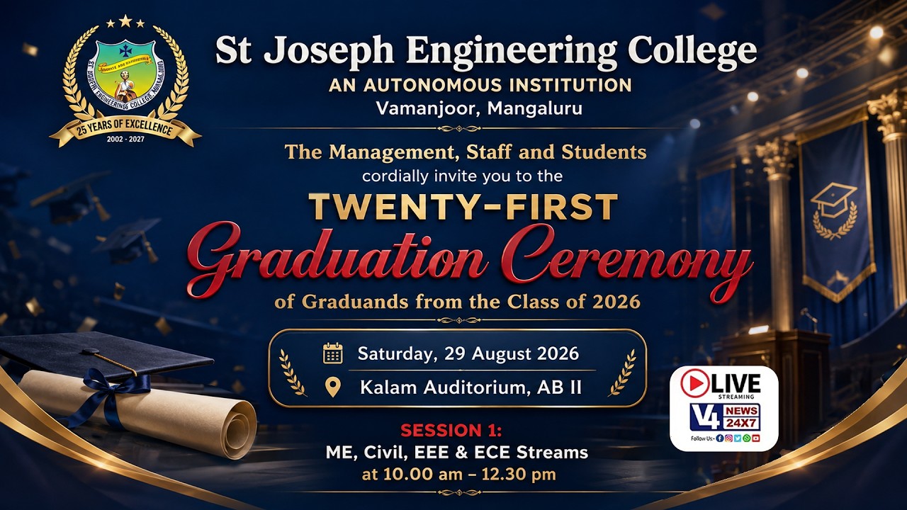 St Joseph Engineering College  Mangaluru || TWENTY-FIRST Graduation Ceremony || V4NEWS LIVE