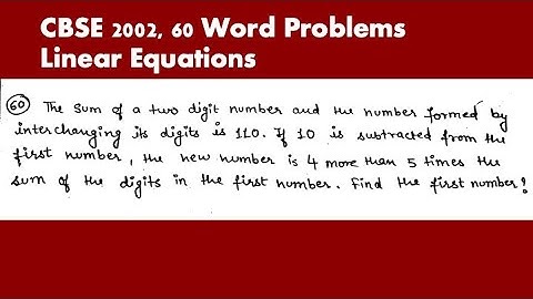 (CBSE 2002), 60-Word Problem Linear Equations