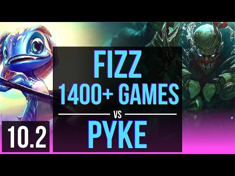 FIZZ vs PYKE (MID) | 1400+ games, KDA 11/1/6, 3 early solo kills, Legendary | NA Grandmaster | v10.2