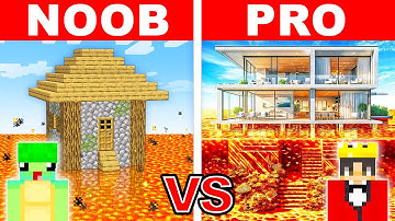 NOOB vs PRO: MODERN HOUSE ON LAVA Build Challenge in Minecraft!