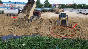 EP 5| Project Update! Excellent Operator skills Bulldozer SHANTUI Pushing Soil Stone Clearing Lake