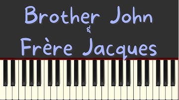 Brother John and Frère Jacques easy piano tutorial