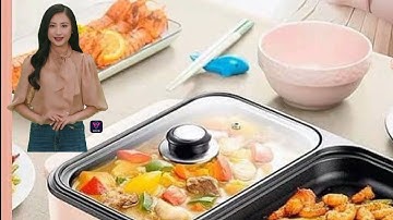 Bếp lẩu nướng 2 ngăn Hàn Quốc chống dính đa năng. #cuocsongquanhtavlogs