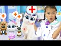 My Talking Angela needs a doctor! Pretend play Games with Doc McStuffins and Abby Hatcher