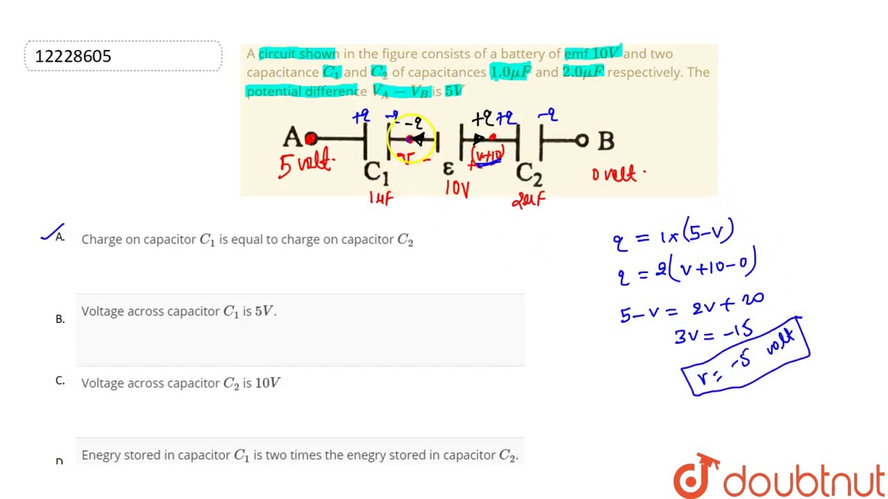 A circuit shown in the figure consists of a battery of emf `10V` and