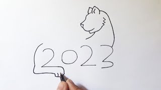 Leopard draw by 2023 number || 2023 number turn into the wild animal Leopard drawing