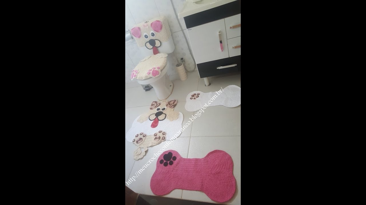 Jogo de Banheiro Cachorrinhos Lalá e Lulu, CAPA PARA TAMPA DO VASO, parte 1