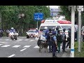 【G20】救急車と安倍総理車列が交差点に!! 白バイ電光石火の出動!! Motorcade of Japanese P.M