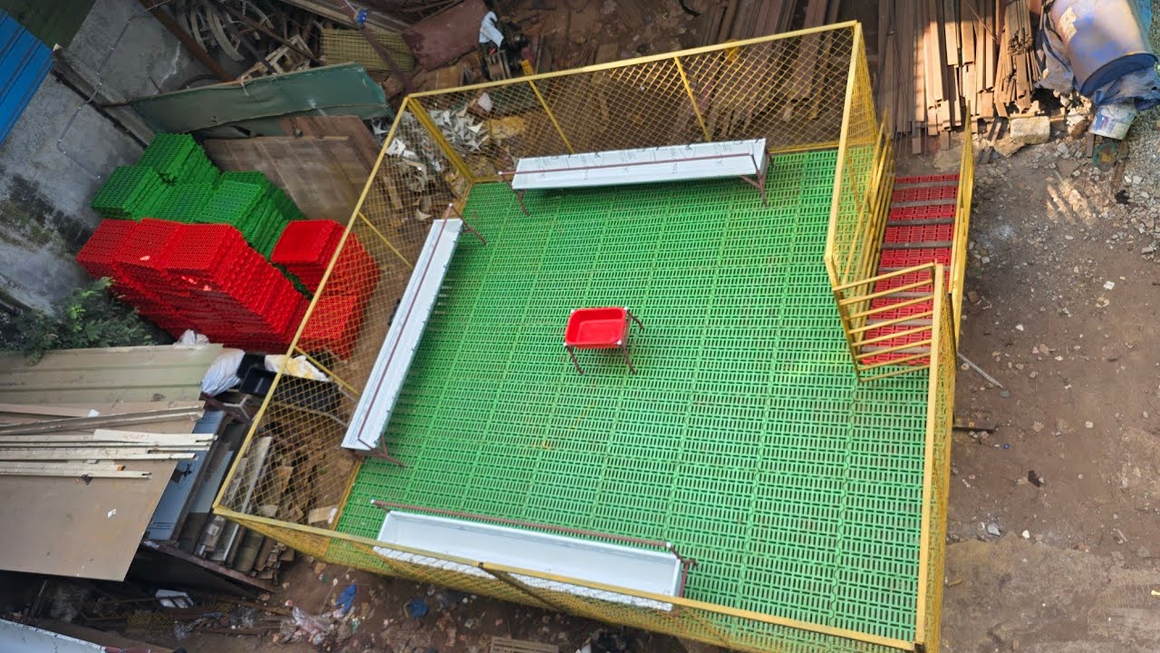 Goat and sheep cage with feeding tray 