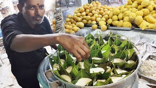 See How This Man Making Healthy Breakfast Using Jackfruit Leaves Pottikkala Idli | Moong Dal Bhajiya