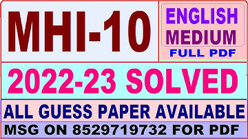mhi 10 solved assignment 2022-23 / mhi 10 solved assignment in English / ignou ma history solved