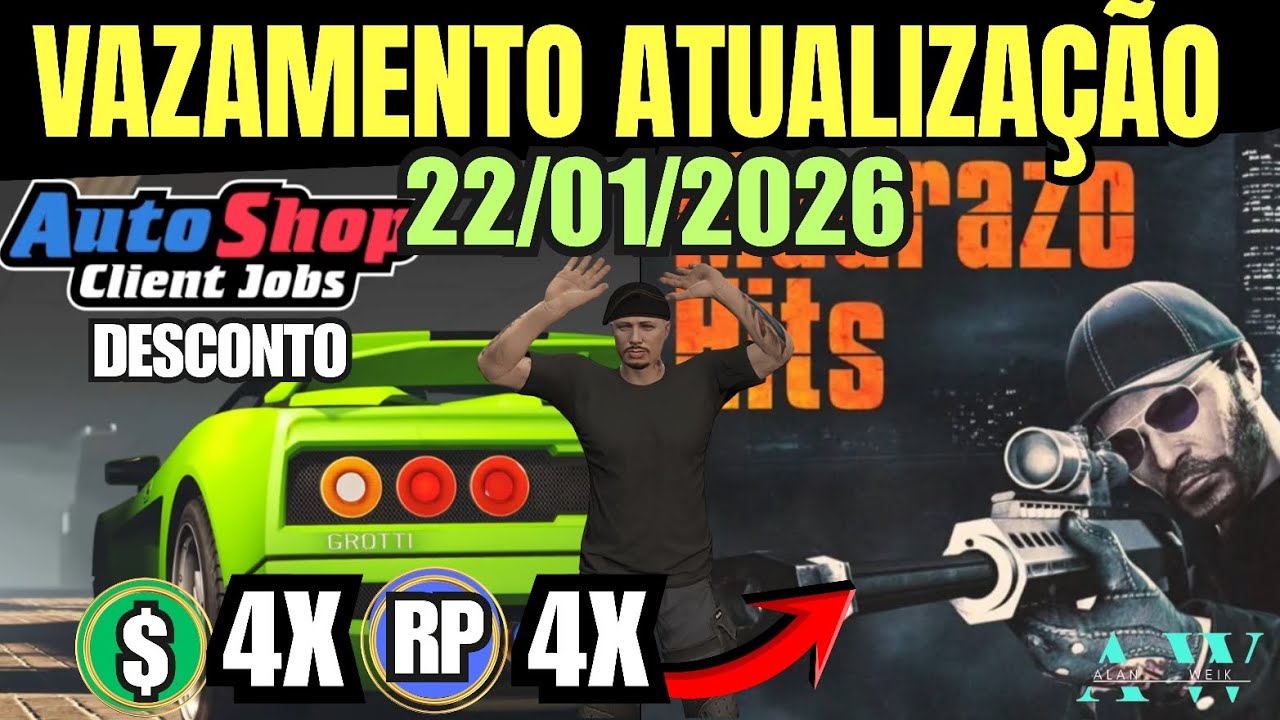 VAZAMENTO ATUALIZAÇÃO SEMANAL GTA ONLINE 22/01/2026!!4X R$ RP Estampa rara alvos 3X