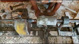 wood turning skill by mini lathe machine