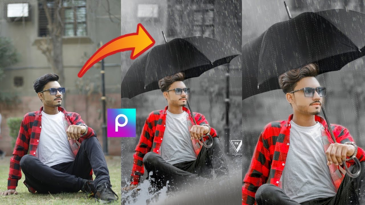 umbrella Rain photo Editing picsart barish photo Editing picsart FK