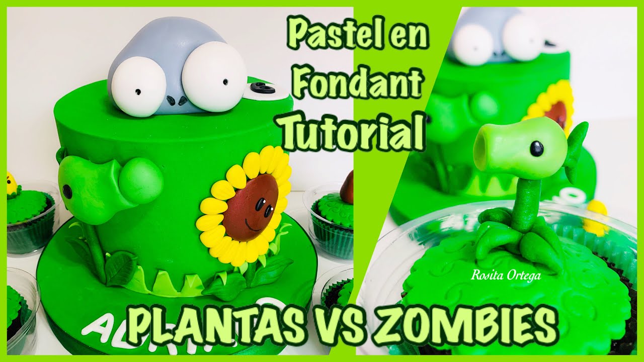 Plantas vs Zombies pastel en Fondant ( Tutorial decoración) - YouTube