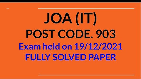 joa it post code 903 solved paper held on 19 December 2021 #joait