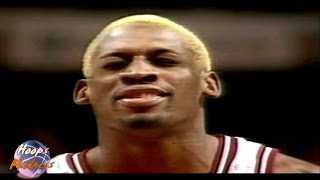 Dennis Rodman Eyes Closed Free Throw After Airballs First One!