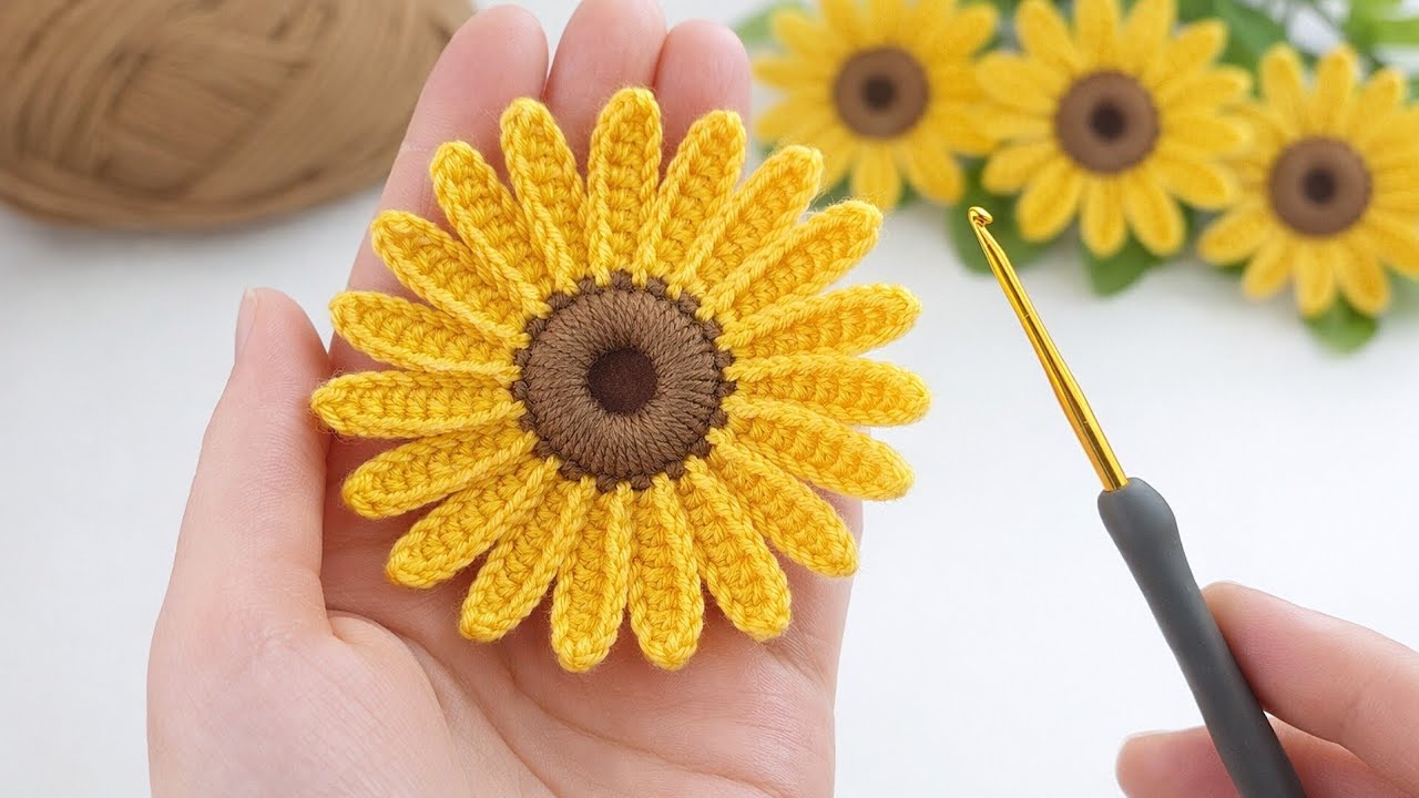 NEW Crochet Sunflower Technique 🌻 Easy & Stunning Motif Tutorial # ...