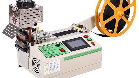 Máy Cắt Dây đai tự động đầu xoay cắt đa góc có dao nhiệt ứng dụng cắt nhám cắt dây ruybang dây đai